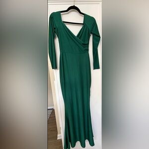 Elegant Green Long Sleeve Dress
